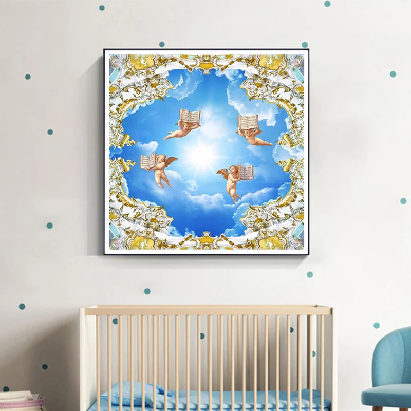 Обои в европейском стиле с ангелом HD постер эффектом живописи на заказ и печать