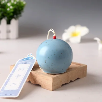 spots sky blue 2 Японский стиль расписанный вручную керамический колокольчик подвесное украшение Креативные украшения для дома колокольчик ветра - Цвет: spots sky blue 2