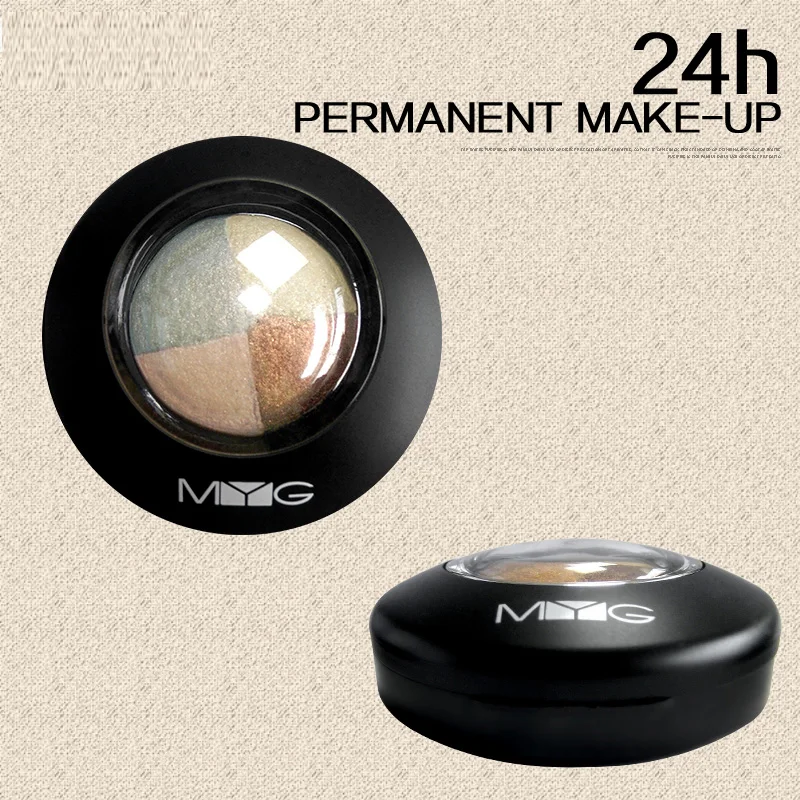 Палетка теней для век MYG 4 цветов запеченные Пудровые Тени блестящая Натуральная