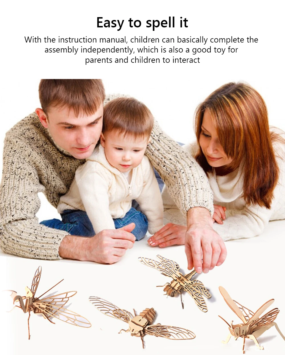 Детская деревянная 3D головоломка сделай сам насекомое модель животного