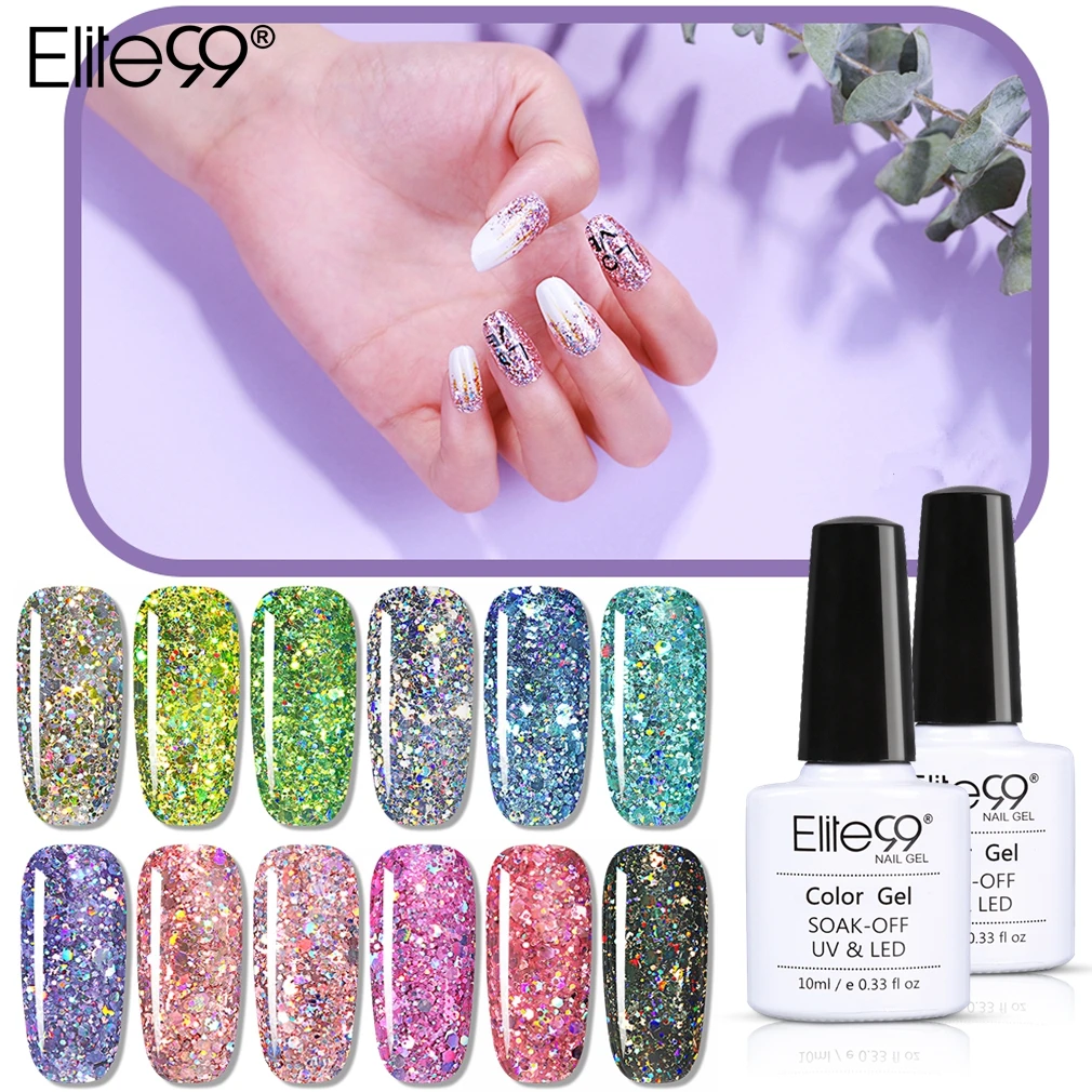 Elite99 10 мл падающая звезда Гель лак для ногтей голографический с сияющими