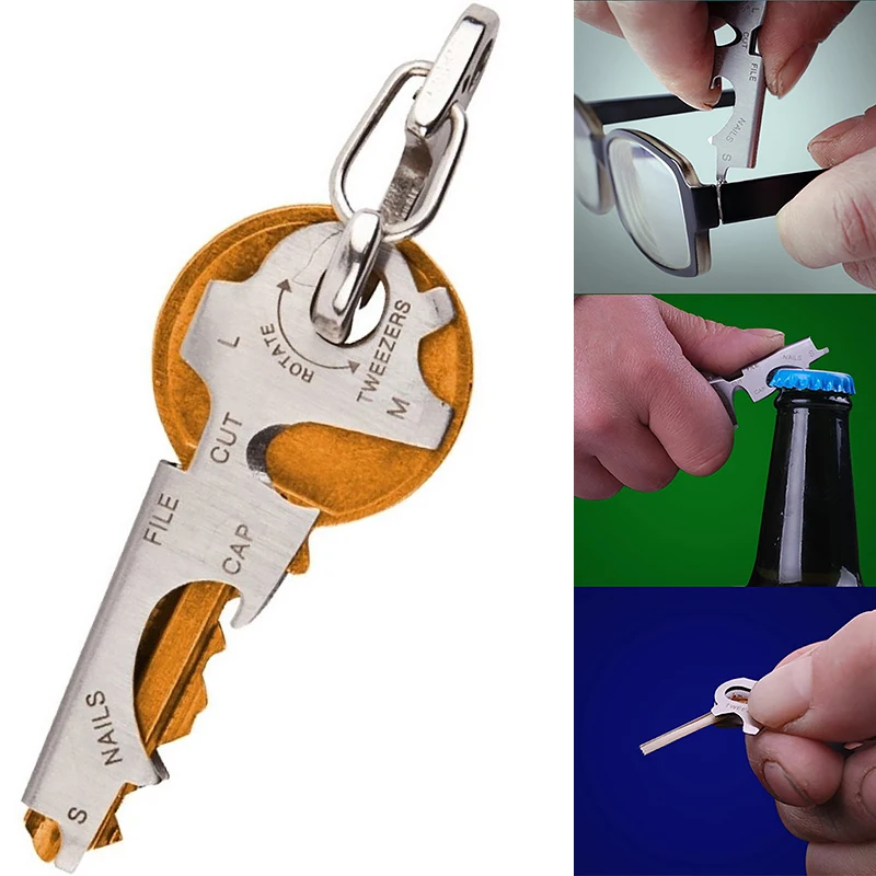8 tool in 1 key ring keychain multifunction carabiner gear clip pocket quickdraw multipurpose gadget multitool multi keytool | Спорт и