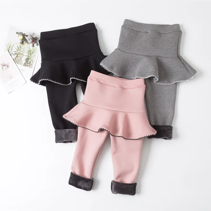Осень зима Детские леггинсы Юбка для девочек Брюки Утепленные брюки Леггинсы