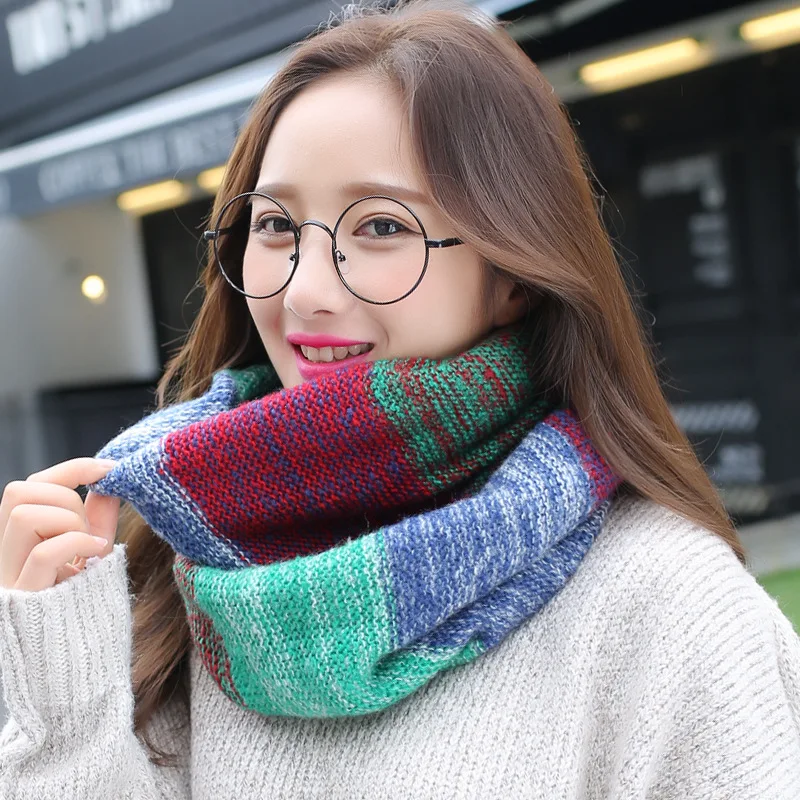 

Fashion Knitted Cable Ring Snood Scarf Women warm Winter Infinity Scarves Coarse Wool Neck Circle Scarf