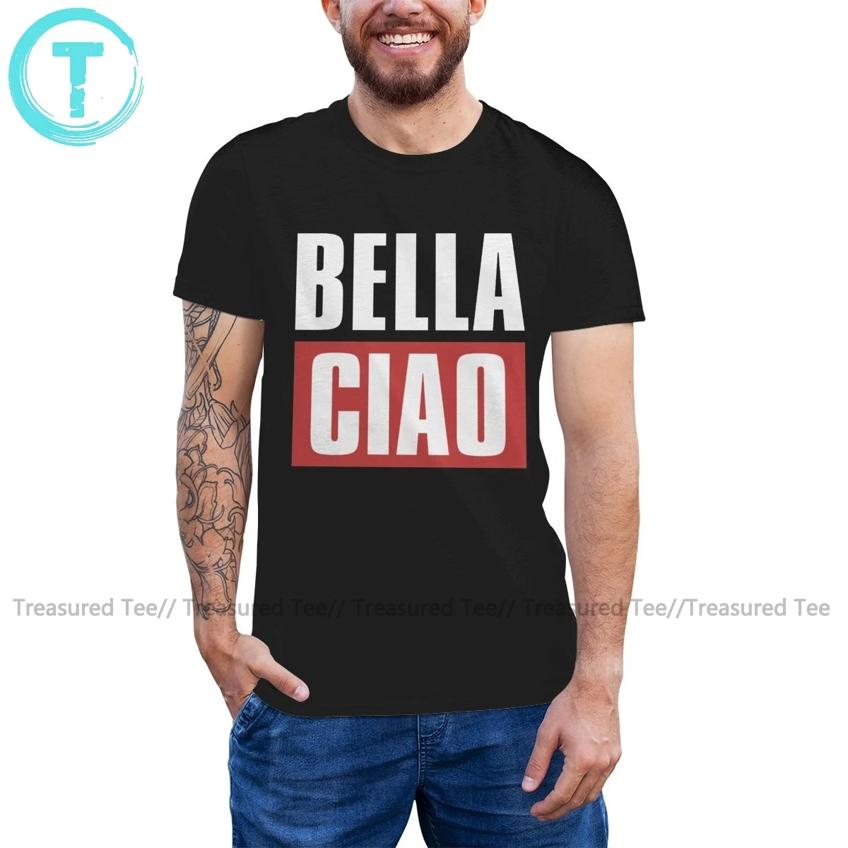 

Money Heist T Shirt Bella Ciao T-Shirt Man Cotton Tee Shirt Printed Fashion Oversized Funny Tshirt