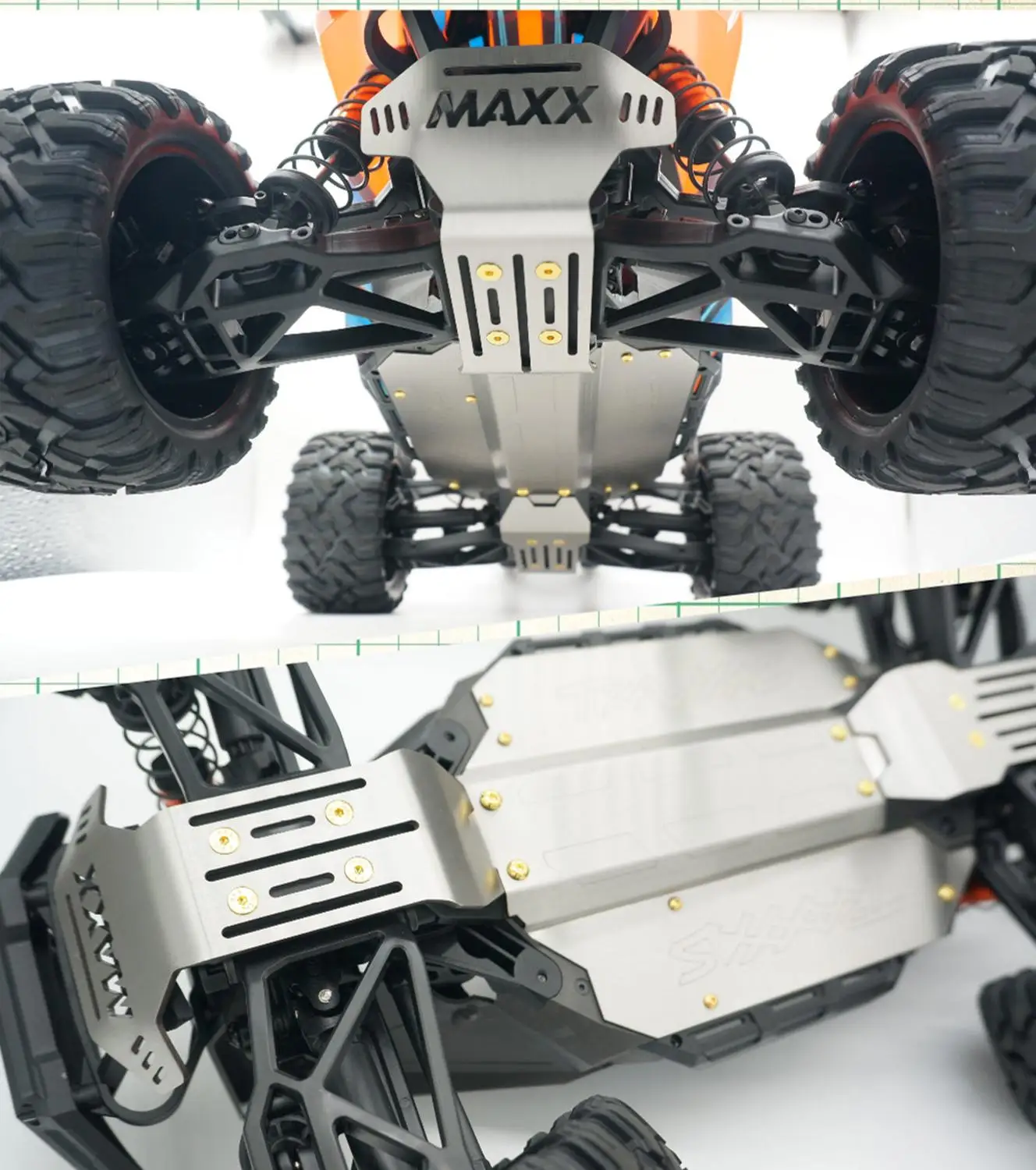 Нержавеющая сталь шасси Броня опорная плита для 1/10 TRAXXAS MAXX грузовик