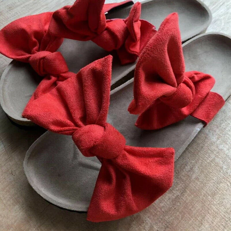 

Hot Women Summer Bow Sandals Lady Comfortable Breathable Flat Beach Shoes Slippers Flip Flops MVI-ing