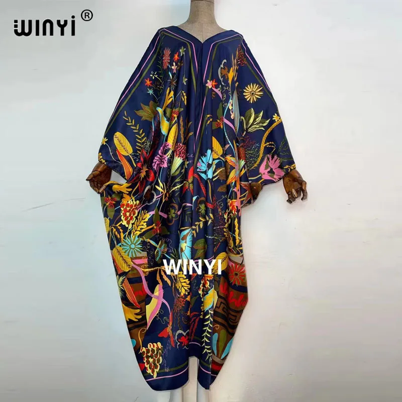 2021 Summer Women Letter Print Sexy V-Neck Thigh African Maxi Dress Long Sleeve  Elegant Boho Beach Dress Casual Long Dresses