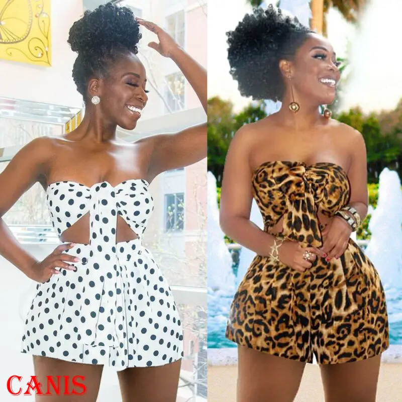 Комплект женский летний в горошек пикантный топ с леопардовым принтом на груди