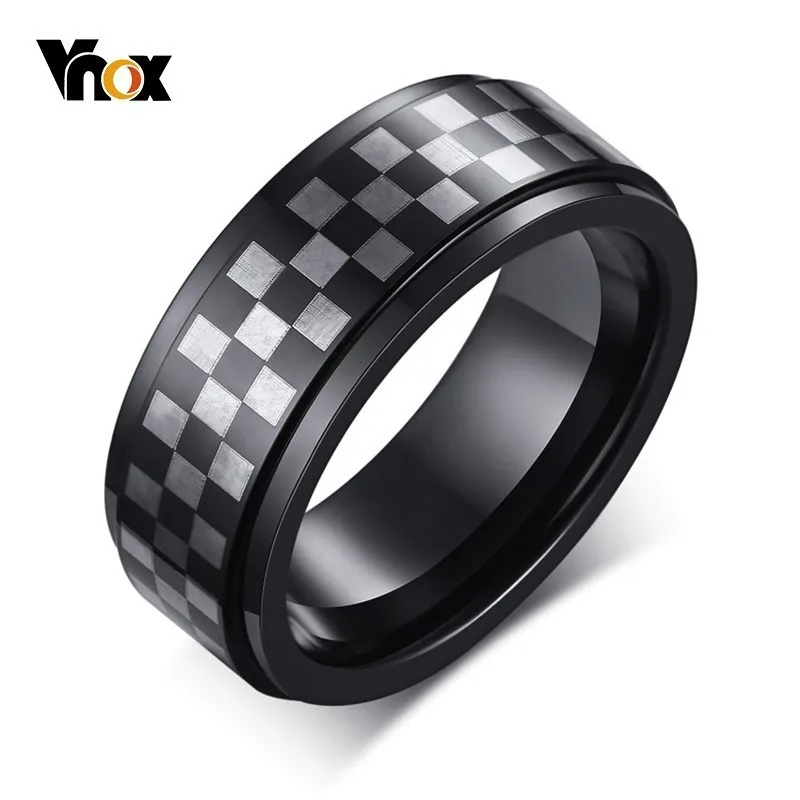 Мужские вольфрамовые кольца Vnox 8 мм уникальные клетчатые Свадебные с текстурой
