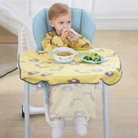 425f newborn long sleeve bib coverall with table cloth cover baby dining chair gown waterproof saliva towel burp apron