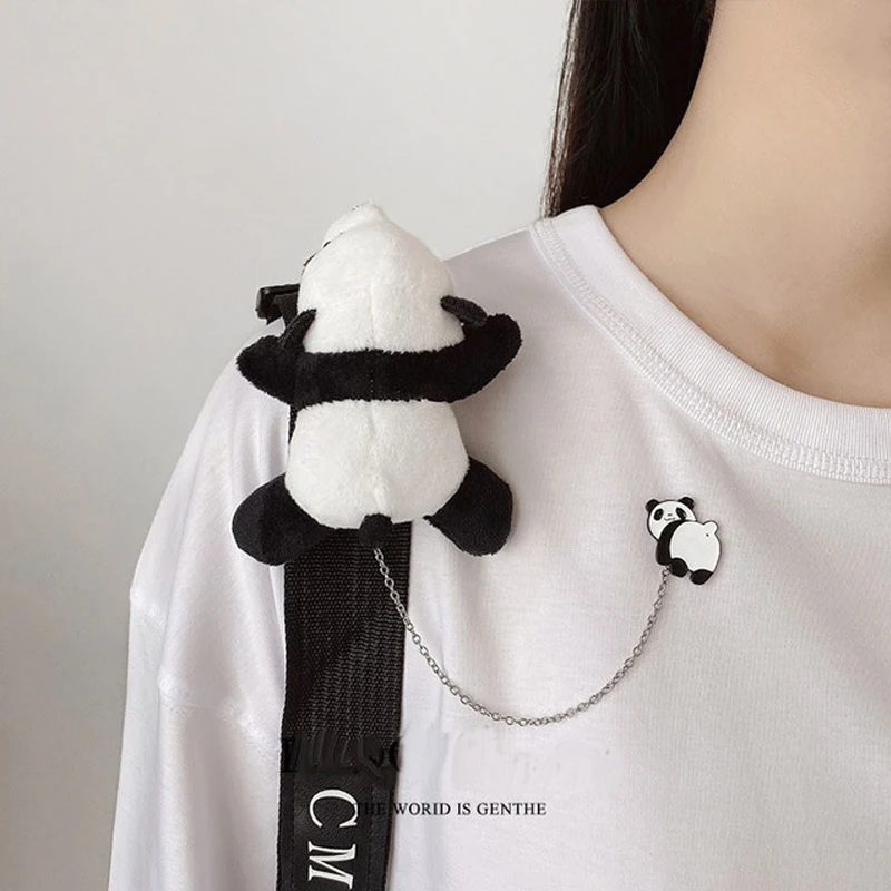 

Плюшевая брошь панда динозавр