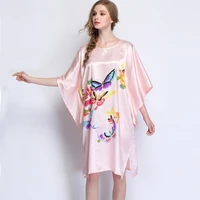 oversized summer new pink sexy silk rayon home dress women casual nightdress sleepshirt robe gown kimono bathrobe plus size 6xl
