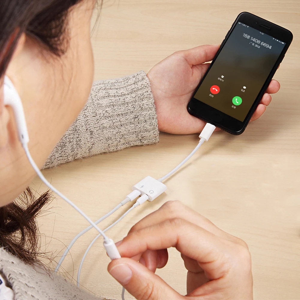 2 в 1 адаптер для наушников Lightning/3 5 мм аудиоадаптер iPhone 7 8 plus X XS зарядный кабель
