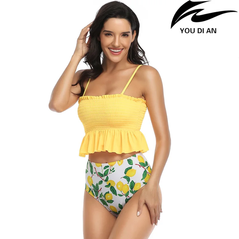 New bikini women high waist bikinis set swimwear 2020 Female floral wimsuit swimming swim beachwear bating suit wear | Женская одежда