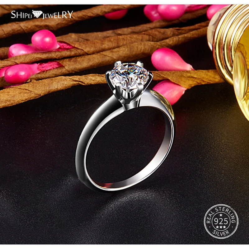 Женское Обручальное кольцо с белым сапфиром 2 карата из серебра 100% пробы|Кольца| |