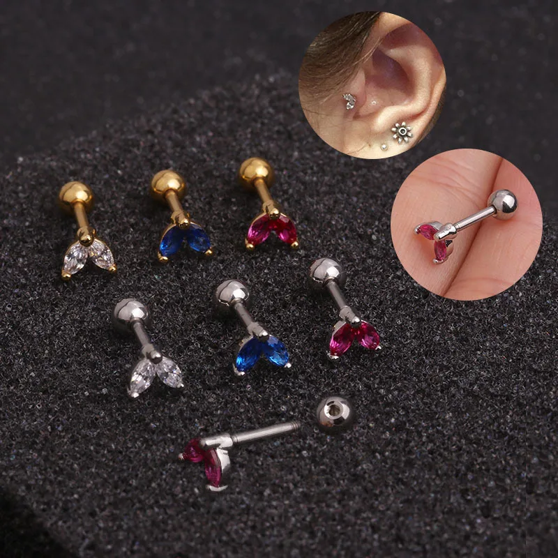 

New Crystal Zircon Ear Cartilage Earrings Surgical Steel Tragus Piercing Jewelry