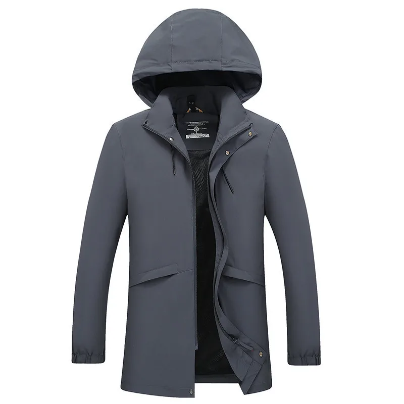 

Highest quality plus size 10XL 9XL long trench coat men brand-clothing casual hooded mens overcoat quality windbreaker male coat