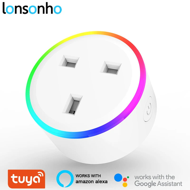 Смарт-розетка Lonsonho, WiFi, умная розетка, 10A, Великобритания, розетка, умная жизнь, работает с Google Home Mini Alexa
