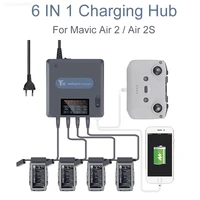 6 in 1 digital display battery charger for dji mavic air 2 2s drone battery charging hub fast smart battery charger with usb