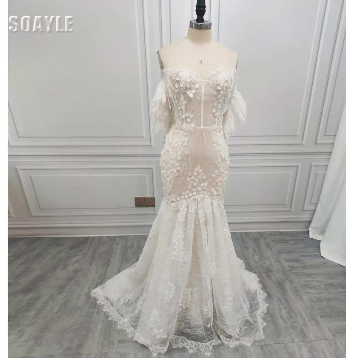 

Lace Wedding Dresses for Women Mermaid Off the Shoulder Long White Dress for Bride Bridal Gowns