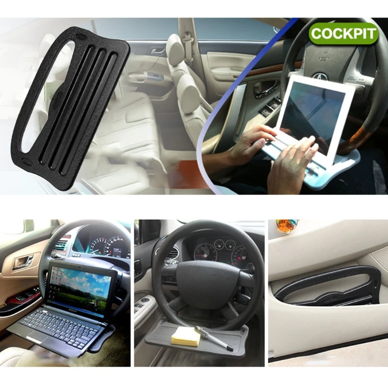 

N0HF Car Steering Wheel Tray Portable Pad Laptop Notebook Food Tray for Cars Black Vehicle Fits Most Vehicles