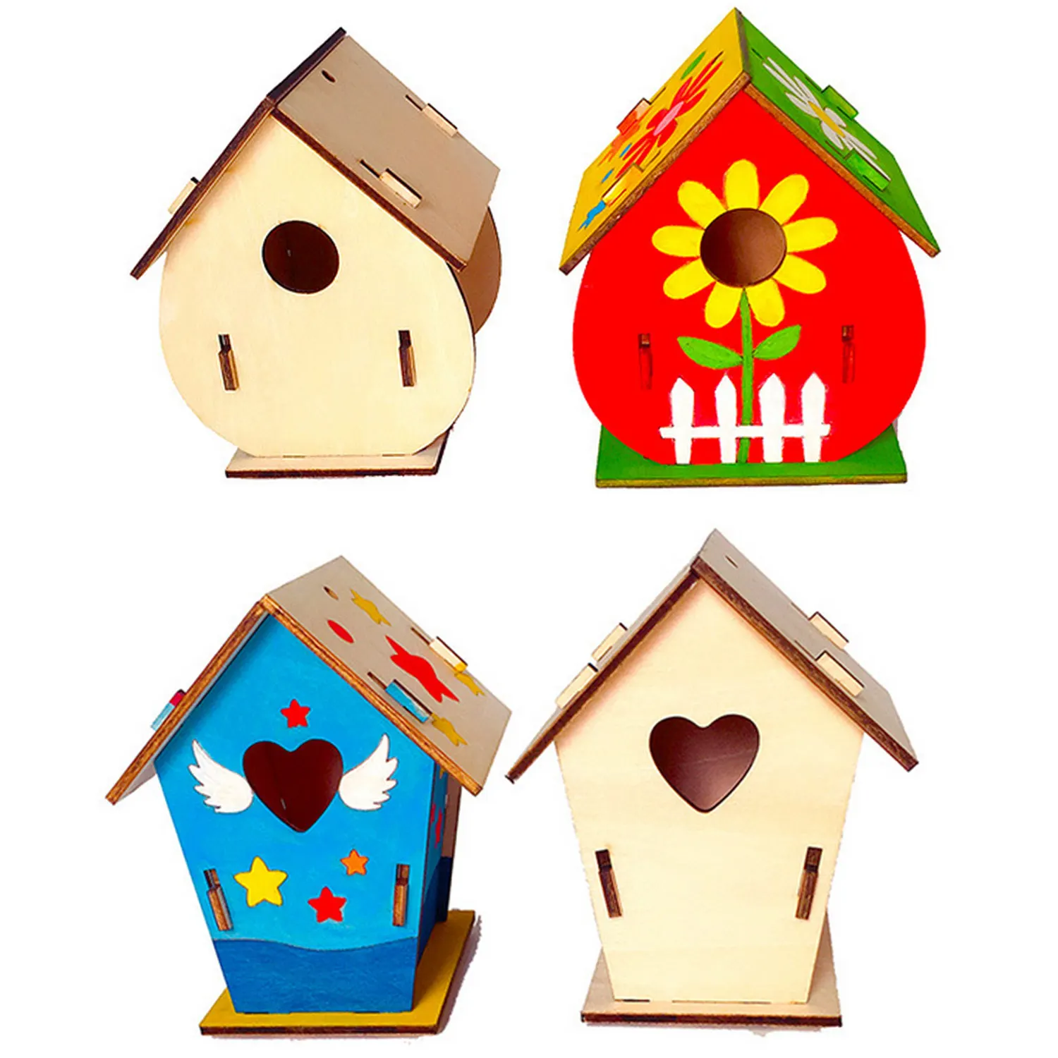 3 комплекта DIY деревянный птичий домик с кистями для детей малышей мальчиков и
