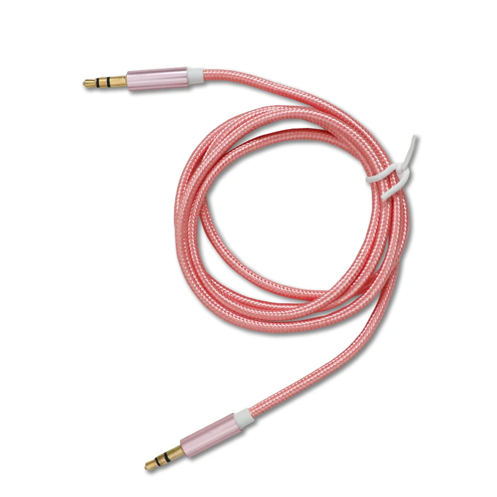 Nylon Jack Audio Cable 3.5 mm to 3.5mm Aux Cable 2m 3m Male to Male Kabel Gold Plug Car Aux Cord for Phone