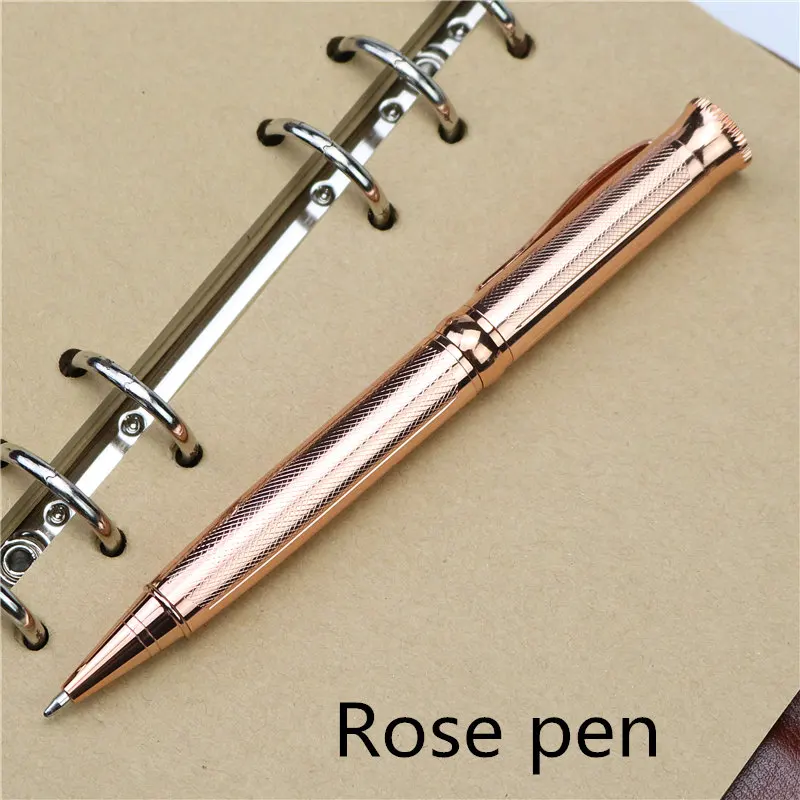 Rose pen Вращающаяся телескопическая шариковая ручка, высокое качество, полностью металлическая шариковая ручка, темно-серый, розовое золото, серебро, золото, деловой подарок - Цвет: Rose pen