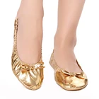 USHINE женская обувь для танца живота, из искусственной кожи, на плоской подошве, золотистого цвета