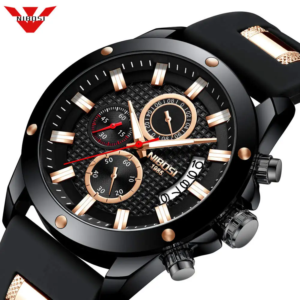 Часы наручные NIBOSI Мужские кварцевые брендовые Роскошные спортивные