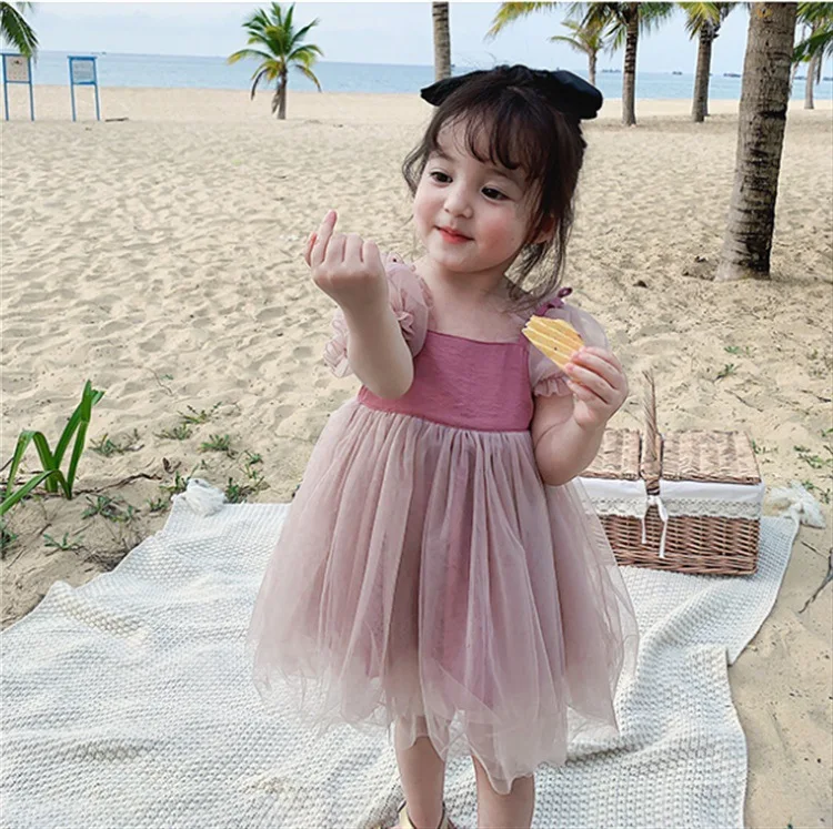 

Летнее платье для маленьких девочек кружевное платье принцессы для девочек с юбкой из тюля на свадьбу, день рождения, вечерние платья-пачки ...