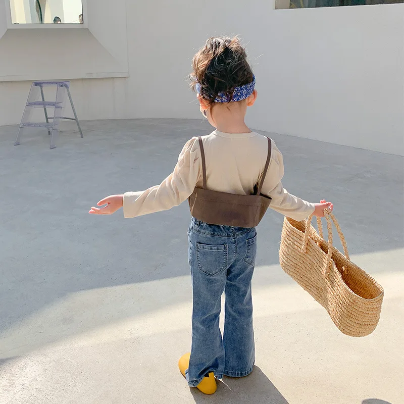 

Girls Suit Blouse +Vest 2Pcs/Sets2021 Solid Spring Summer Toddler Outwear Kids Cotton Beach Party Suits Children Clothing