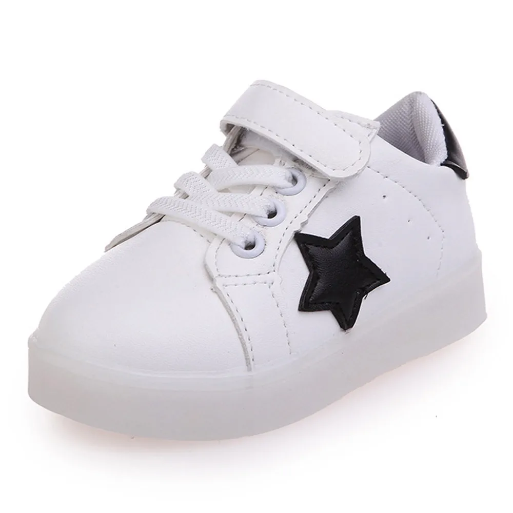 Kids Shoes Light Up Led Toddler Girl Sneakers Leather Boys with Anti-slippery Function Fashion Simple Design | Детская одежда и
