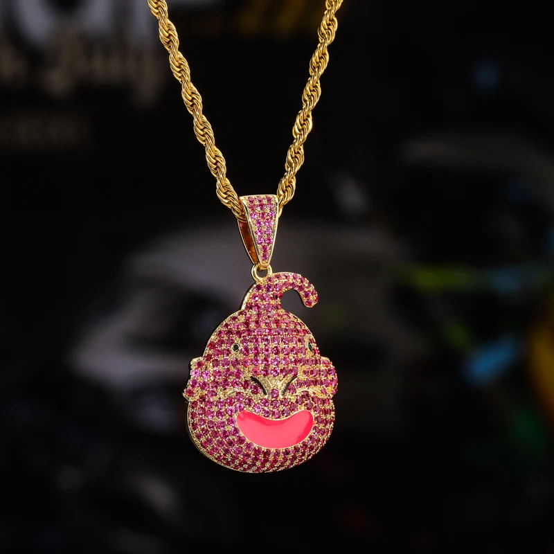 TOPGRILLZ Жемчуг дракона персонаж малыш Буу кулон ожерелье Iced Out кубический циркон хип хоп золотой серебряный цвет для мужчин Шарм цепи ювелирные изделия