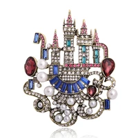 wulibaby big rhinestone castle brooches for women designer 3 color vintage romantic palace party banquet brooch pin gifts