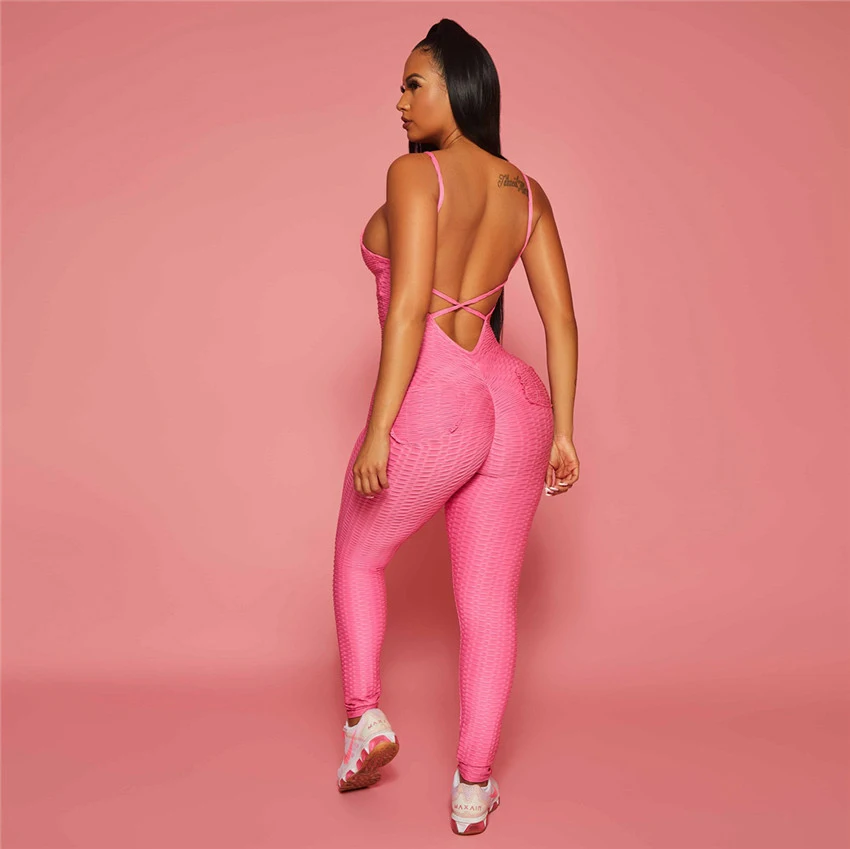 

Seamless Yoga Jumpsuit Fitness Women Sexy Gym Sport Workout Running Cross-Back Dry Fit Stretchy Sleeveless Suit