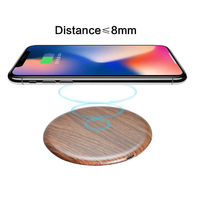 Беспроводное зарядное устройство 15 Вт Qi для iPhone 8 X XS MAX деревянное ультратонкое