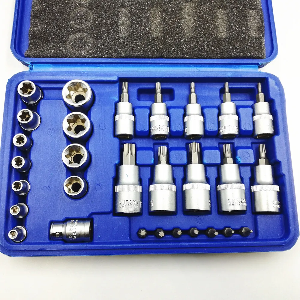 HS инструменты 30 шт. Torx Набор торкс инструмент женский мужской Torx E& T розетки набор ремонтных инструментов