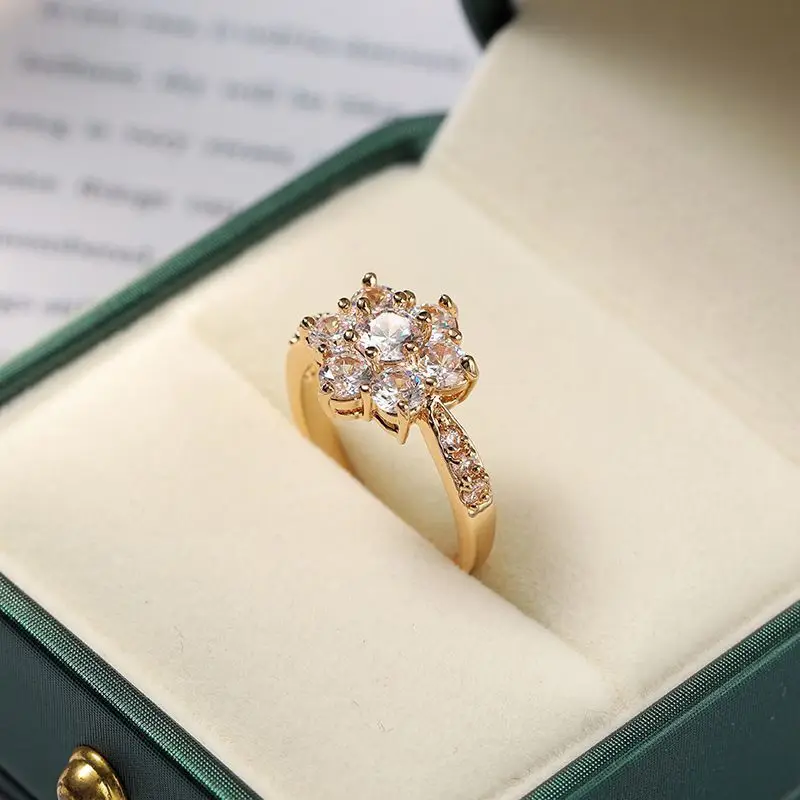 MxGxFam кольца с красным цветком для женщин в романтическом стиле 18k позолоченные
