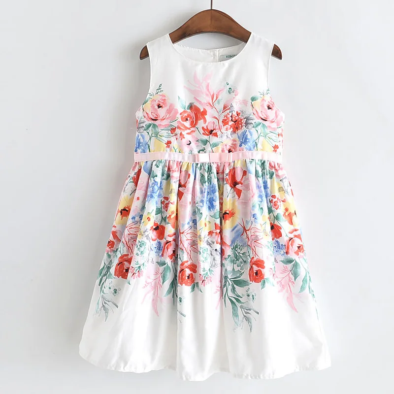 Платья для девочек 2020 г. Одежда детей Сетчатое платье майка без рукавов с круглым