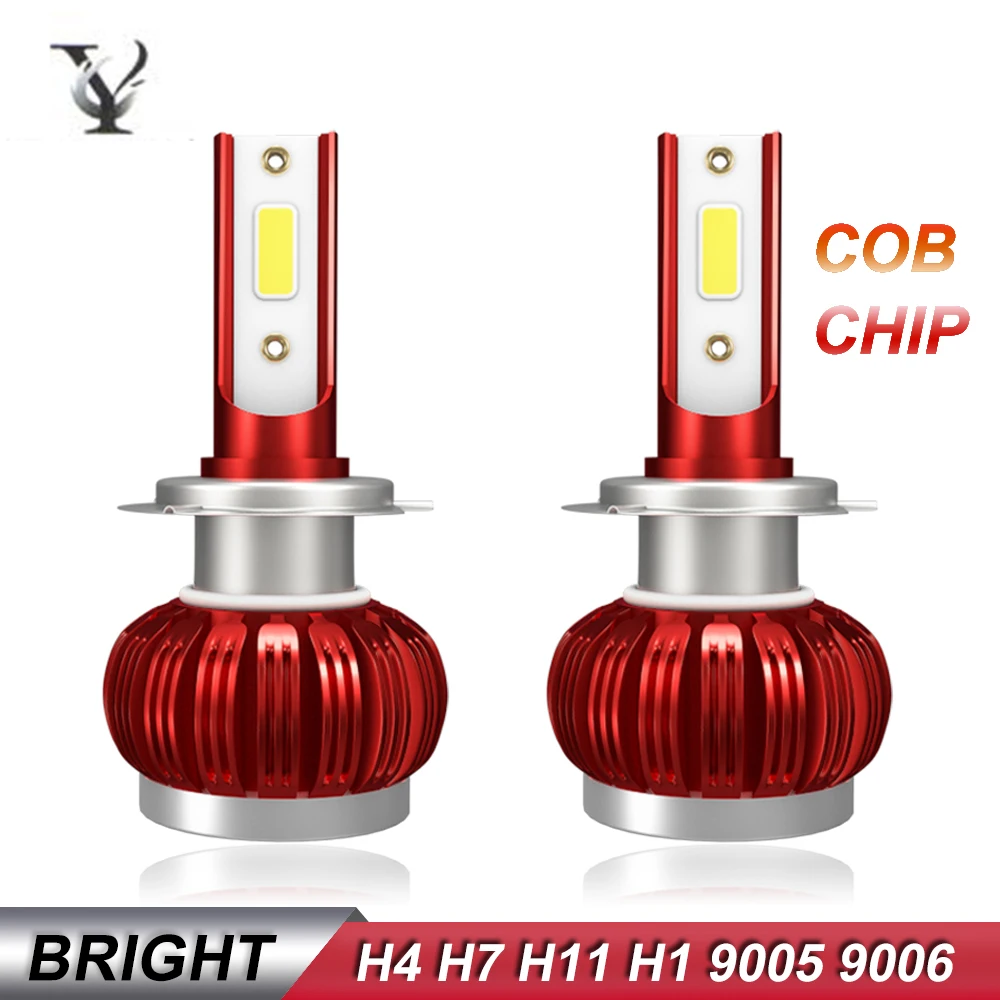 Супер яркая H7 H4 Светодиодная лампа для фар комплект H1 H11 H8 H9 9005 HB3 H10 9006 COB чипы авто