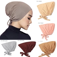 fashion modal muslim inner hijab hats for women mercerized cotton solid color wrap head scarf caps stretch female islamic turban