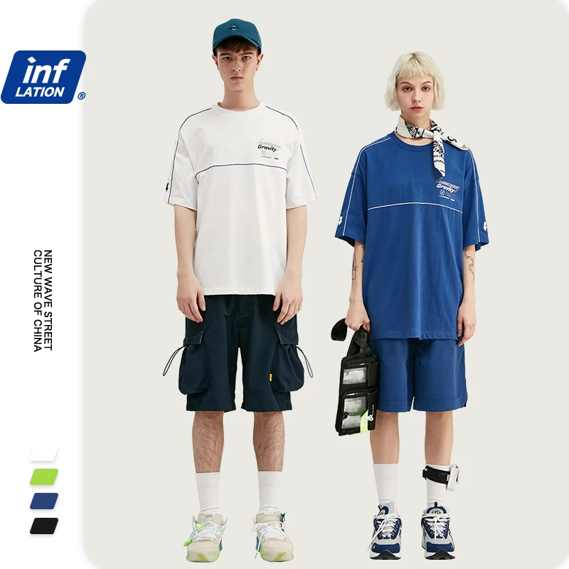 INFLATION хлопковая Мужская футболка, уличная одежда, camiseta hombre, футболка, Homme, свободная, хип-хоп, Harajuku, футболка 1066S20