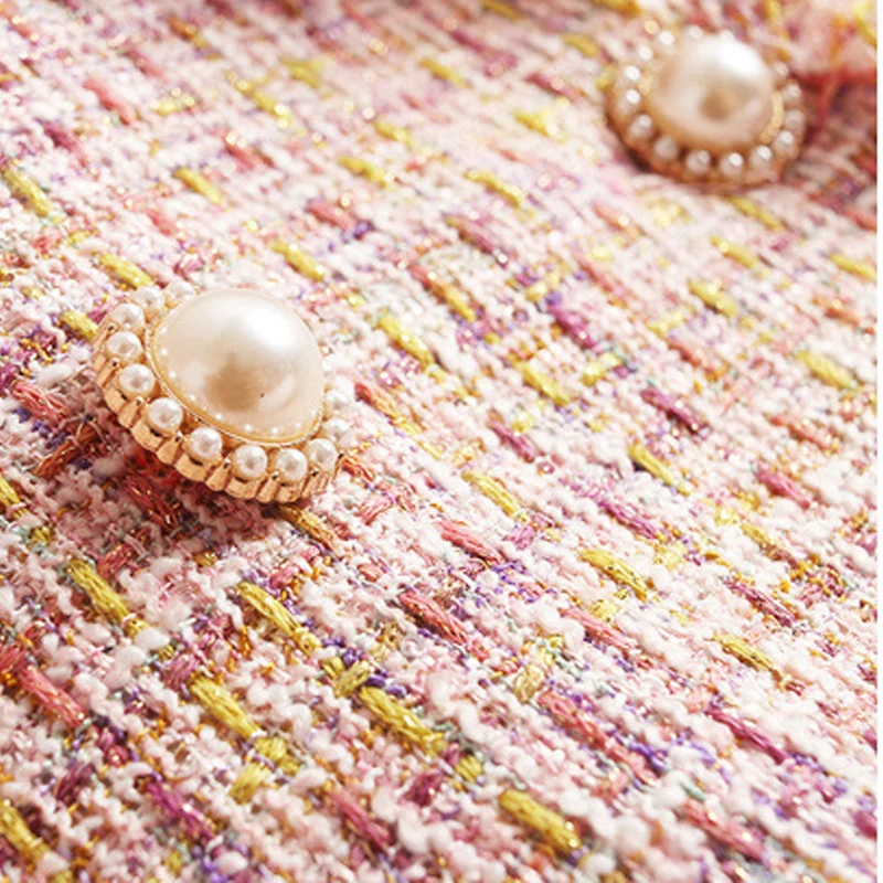 

Pink Tweed Jacket Women Bohemian Coat Spring/Autumn /Winter Women's Jacket Coat Classic Ladies One-piece Jacket