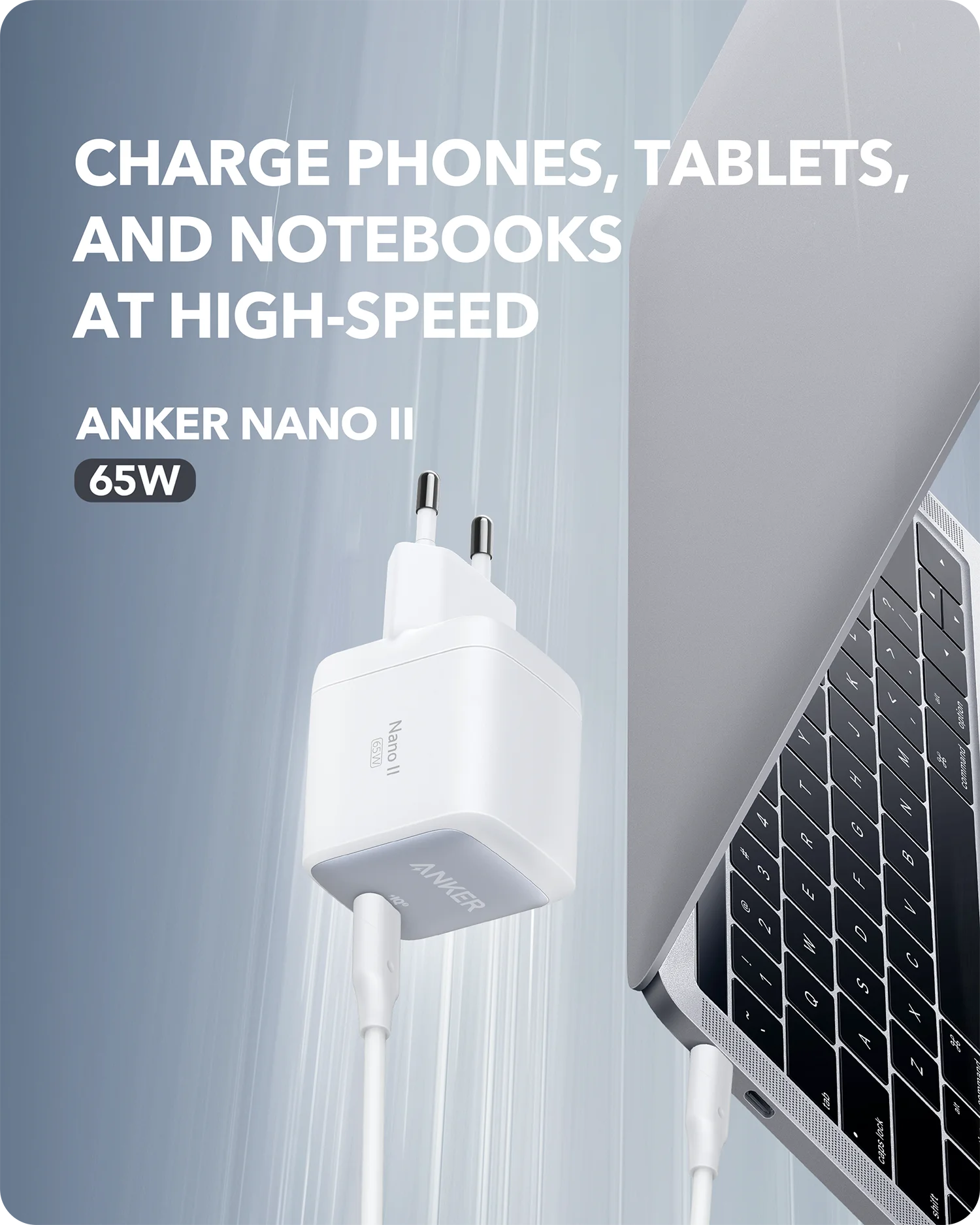 Зарядное устройство USB C адаптер быстрой зарядки Anker Nano II 65 Вт GaN PPS компактное