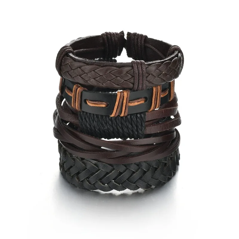 2021 браслеты и из воловьей кожи индивидуальный многослойный Плетеный браслет