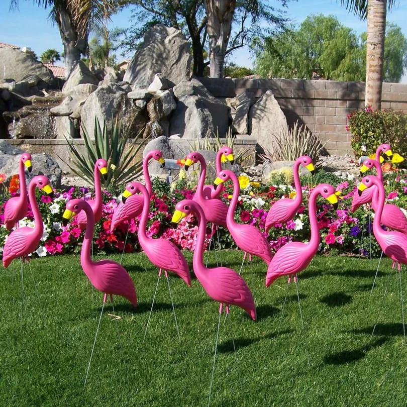 2 шт./компл. пластиковые розовые украшения фламинго наружные для газонов садовые