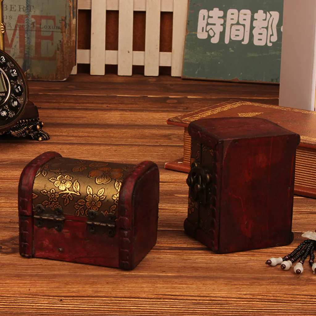 Шкатулка для ювелирных изделий винтажная деревянная коробка ручной работы с