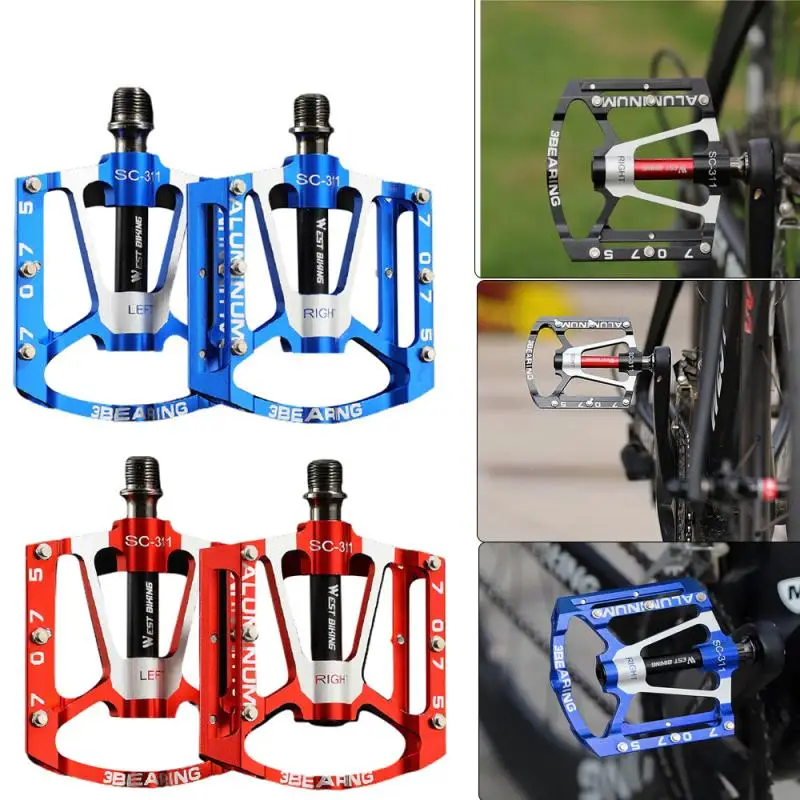 

WEST 3 Bearing Bicycle Pedals Aluminum Alloy Mountain Bike Pedal With Non-slip Foot Nails Ultralight Wearable Cycling Pedal